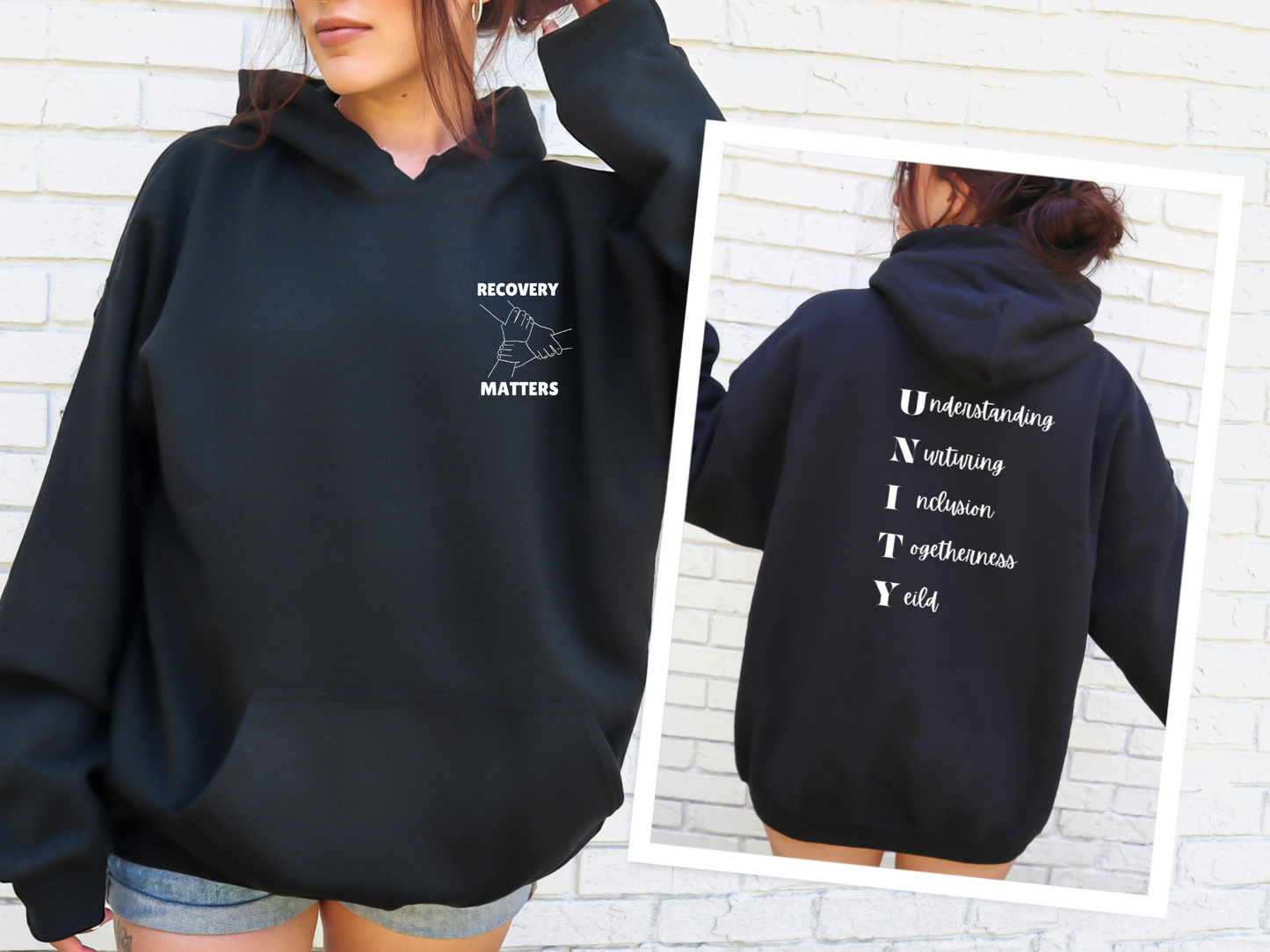 Recovery Matters - Unity-Inspired Black Hoodie