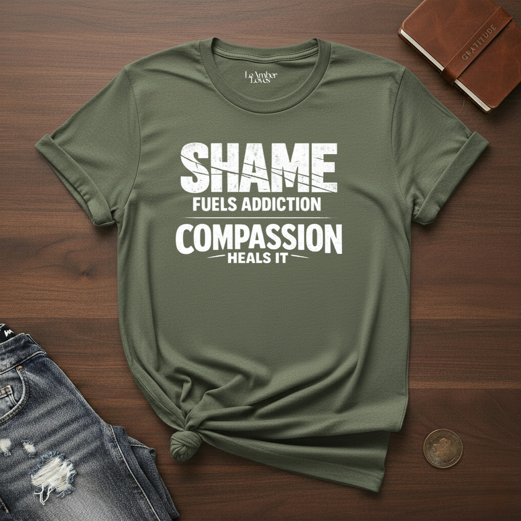 Shame Fuels Addiction, Compassion Heals It- T-Shirt