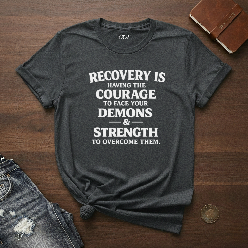 Recovery Is Having The Courage To Face Our Demons And The Strength To Overcome Them- T-Shirt