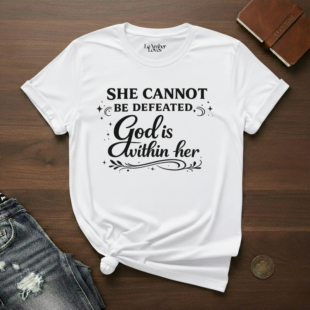 She Cannot Be Defeated God Is Within Her-T-Shirt
