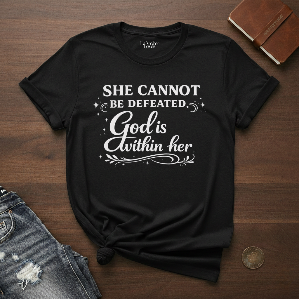 She Cannot Be Defeated God Is Within Her-T-Shirt